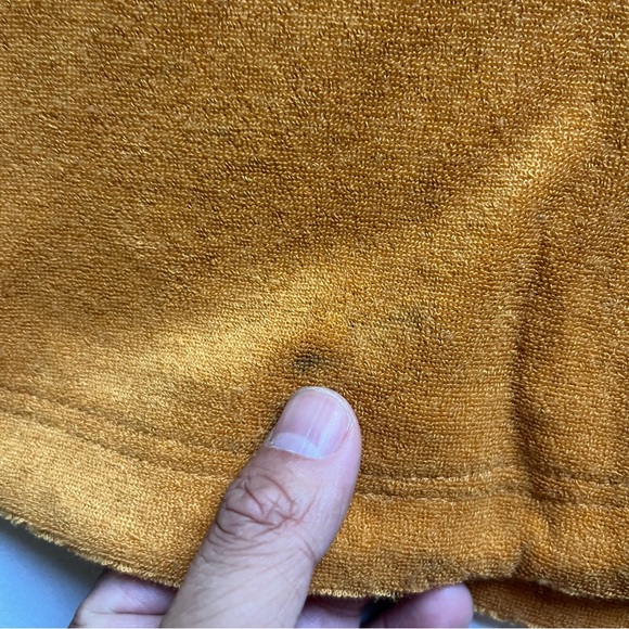 HUTCH Anthropologie mustard yellow terry cloth knit short sleeve button up shirt - Picture 4 of 6